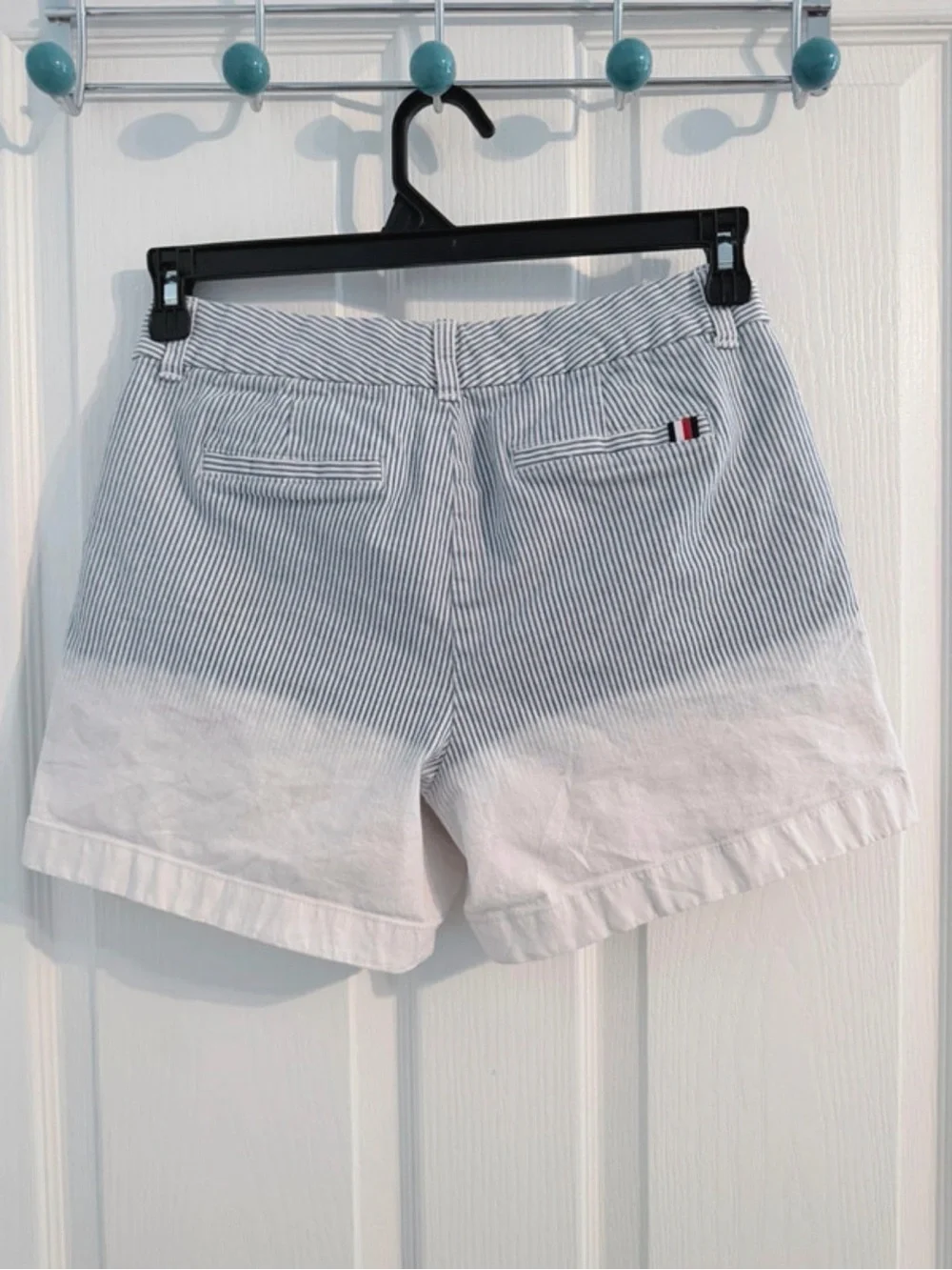 Tommy Hilfiger Blue & White Striped Denim Shorts Size 6